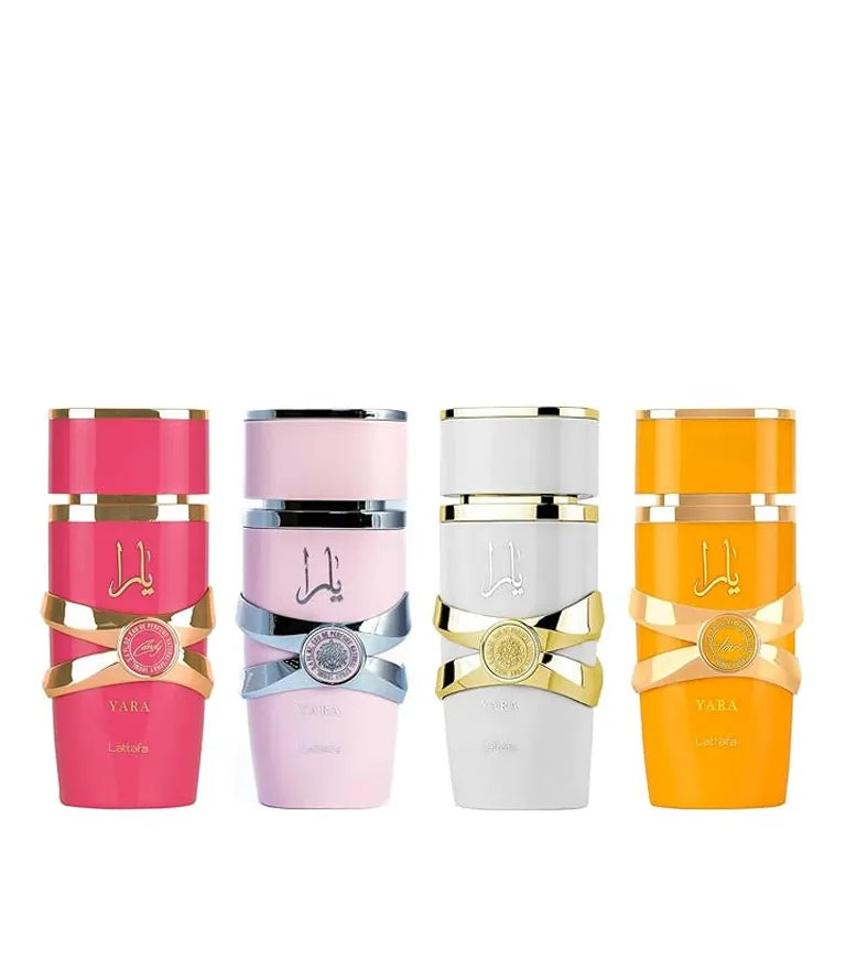Lattafa 4 Piece Set Eau De Parfum Spray for Women (Yara + Yara Moi + Yara Tous + Yara Candy)