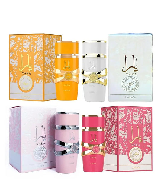 Lattafa 4 Piece Set Eau De Parfum Spray for Women (Yara + Yara Moi + Yara Tous + Yara Candy)