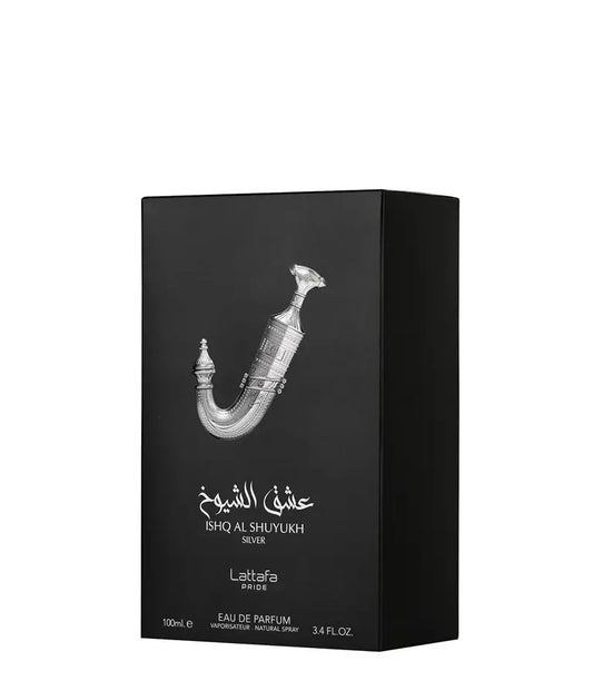 Ishq Al Shuyukh Silver Perfume 100ml Eau De Parfum by Lattafa Pride